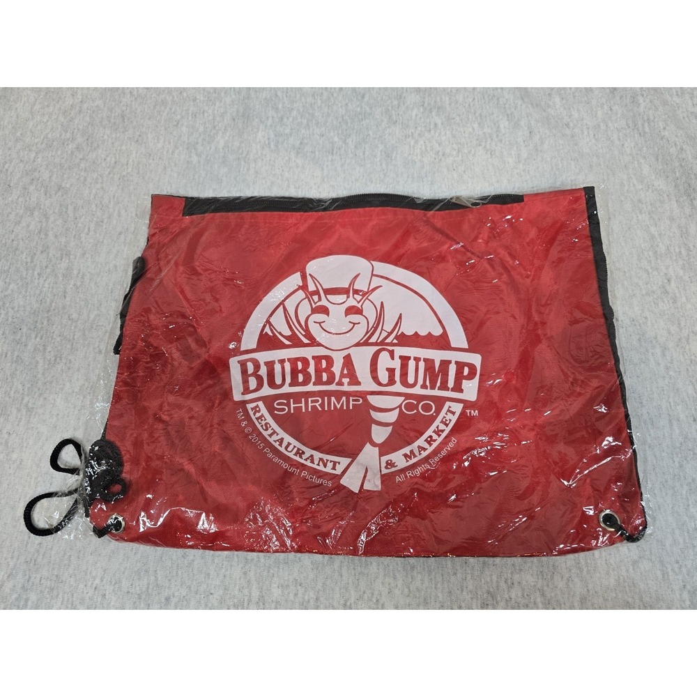 New BUBBA GUMP SHRIMP CO RESTAURANT Drawstring Backpack Black & Red Nylon 2010